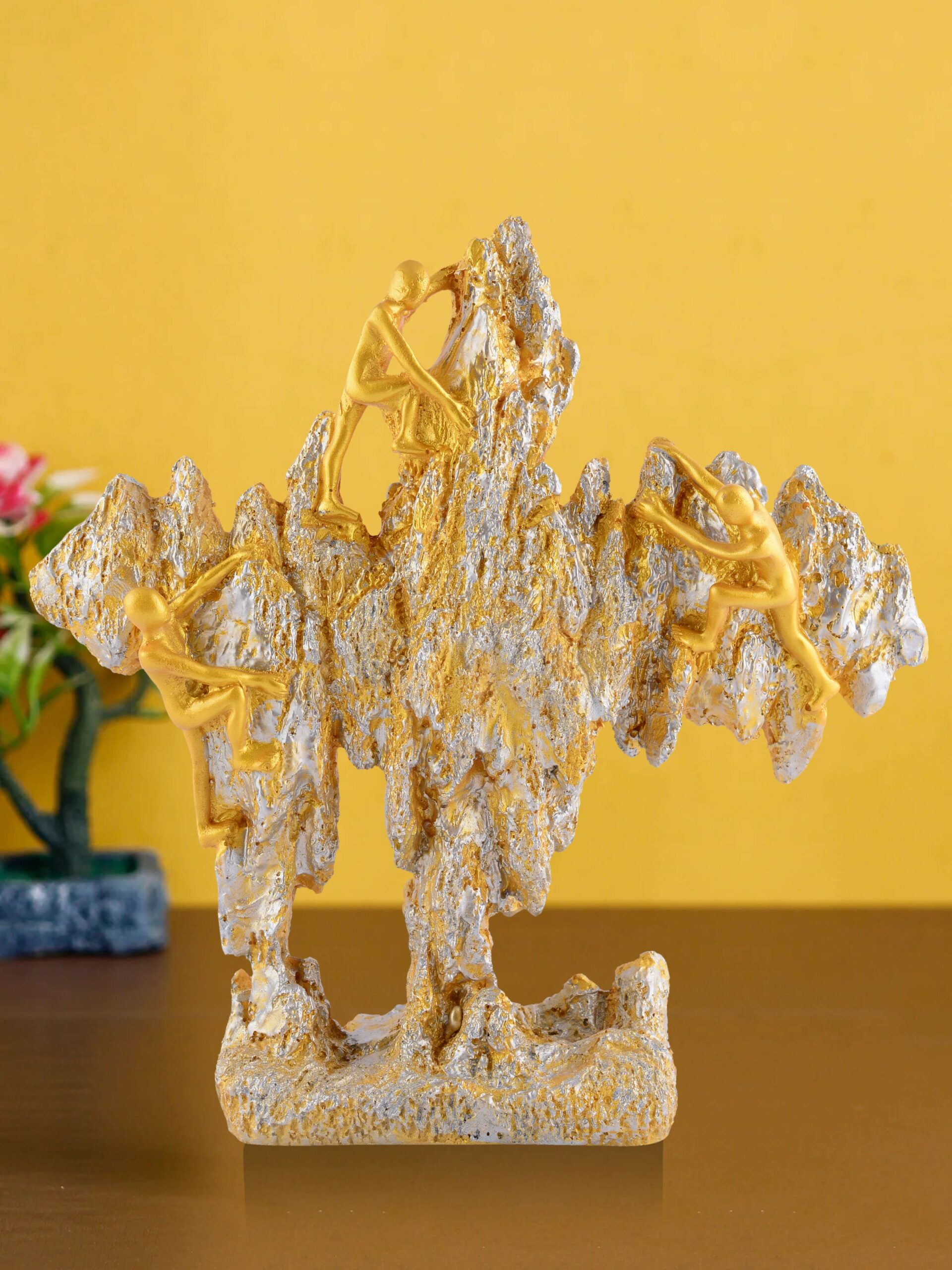 Men Sitting on Ball Showpiece for Home Decor Showpiece, Atlas Sculpture for Office Table Décor multicolour