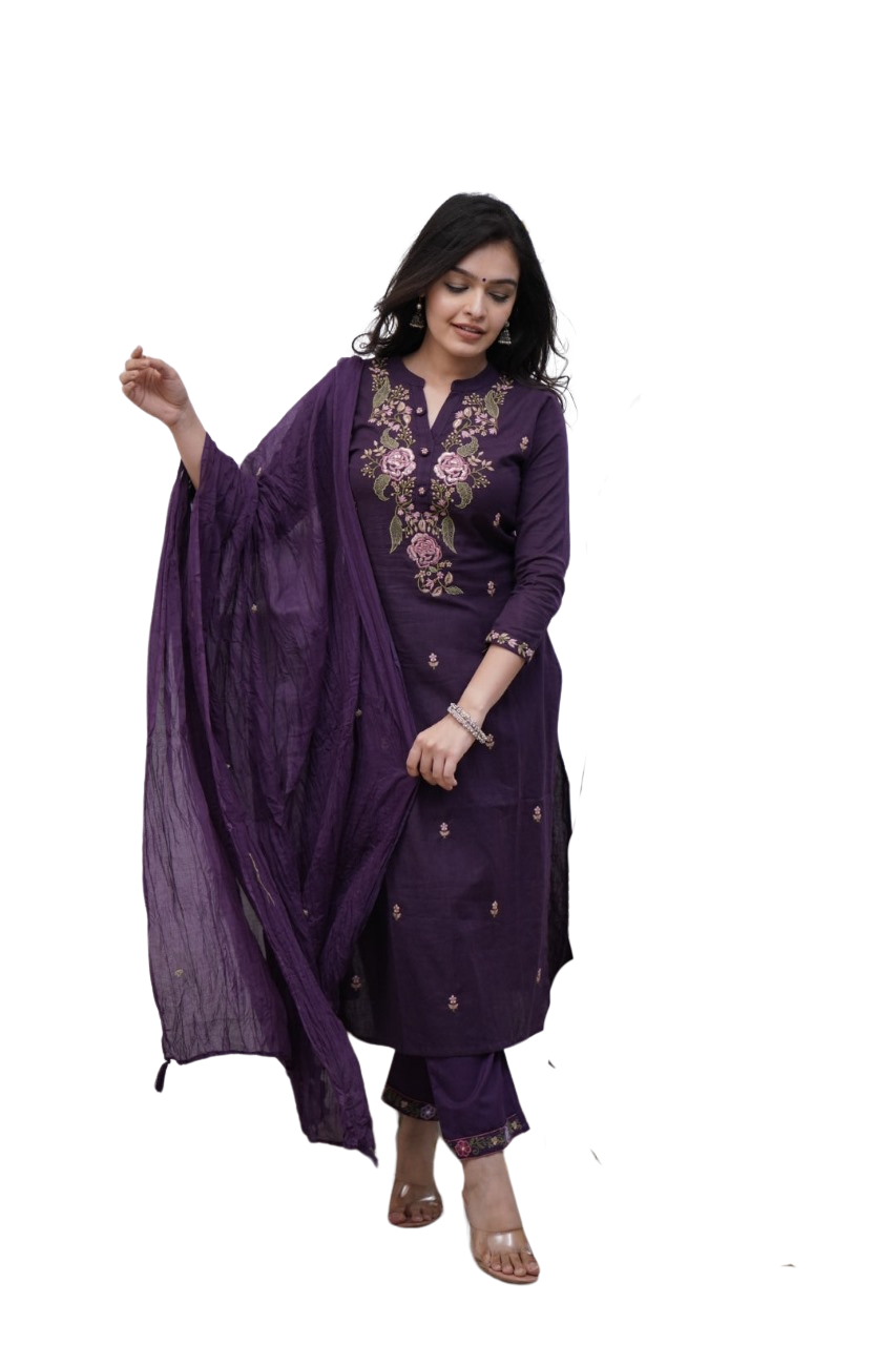 Bloom in Style ? Cotton Dress with Delicate Embroidery & Print(L)