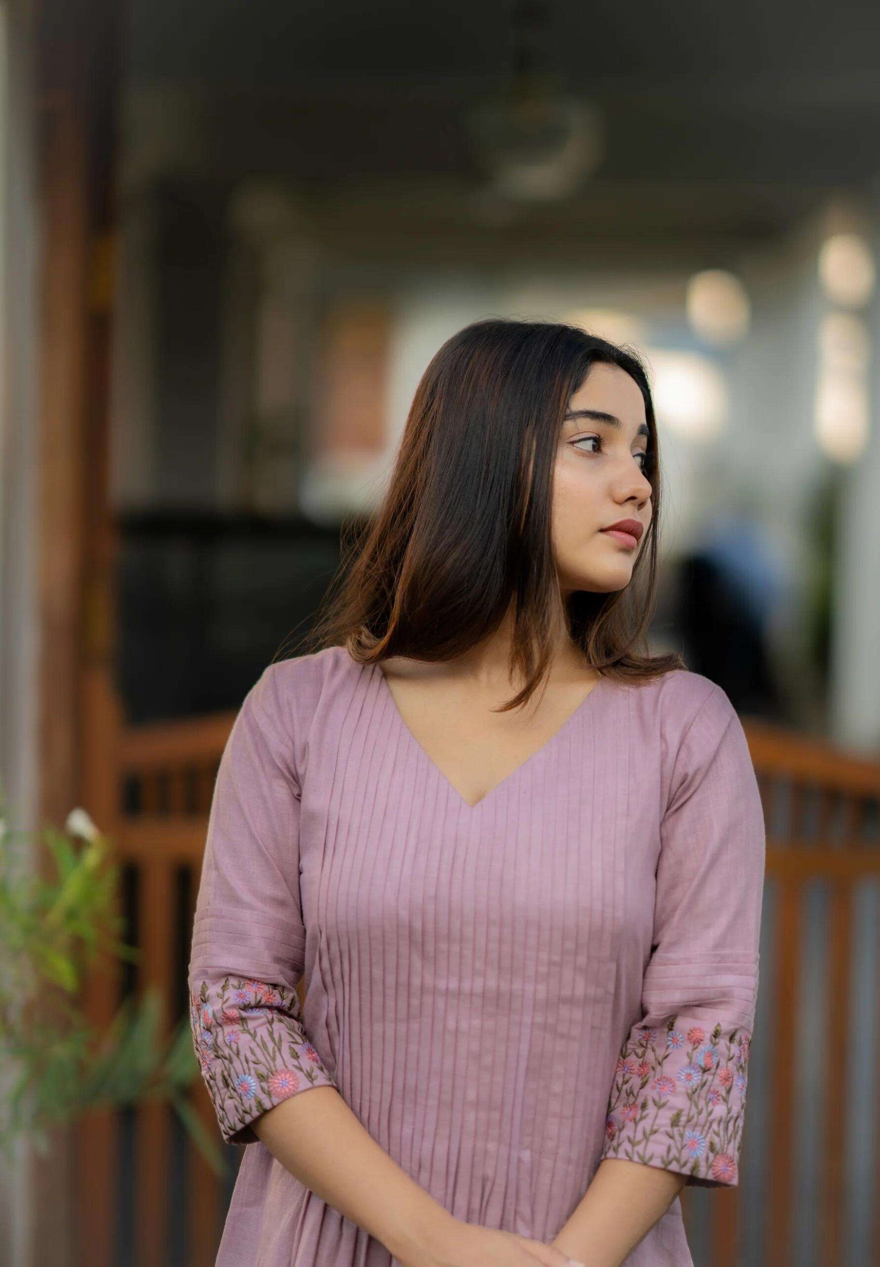 Floral Elegance ? Cotton Embroidered Dress with Printex Magic (L) - Image 5