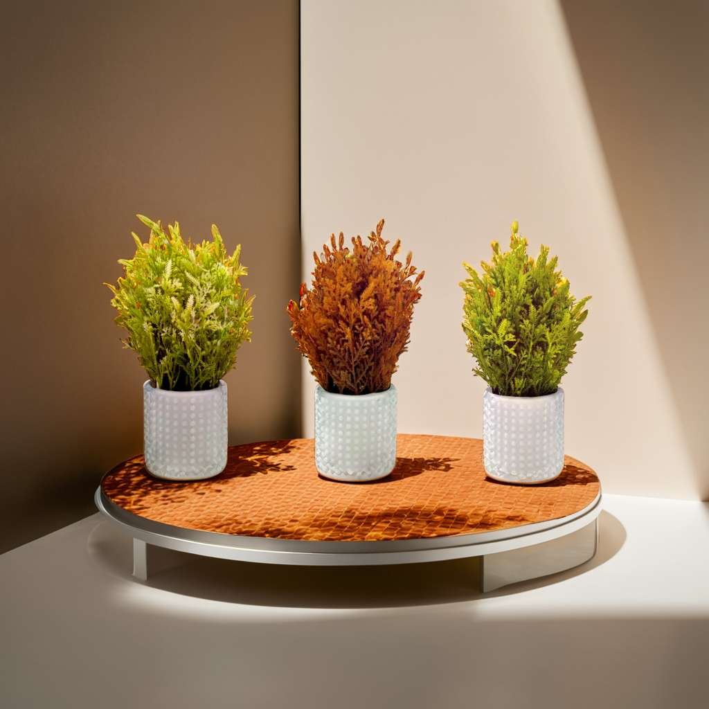 Artificial Plants with Pot Showcase Decoration Plants Flowers | Fake Plant | Artificial Plants for Home Decor Office Gifting Plants Decorative Potted Plants (Pack Of 3) (RV-AP18) - Image 2